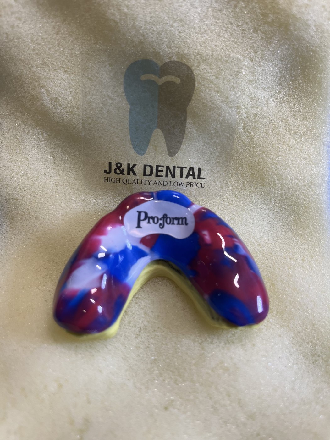 Custom sports mouthguard in red, white and blue
